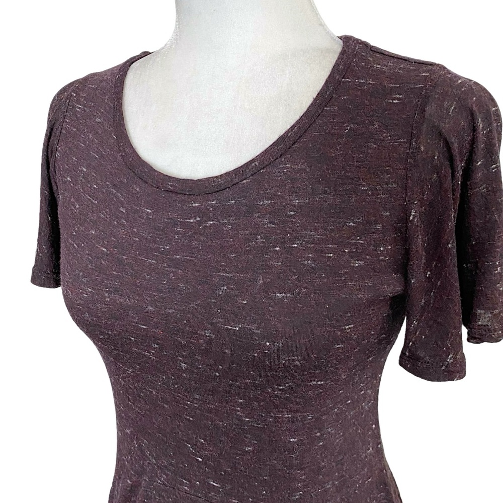 Anthropologie Dolan Plum Boho Flutter Sleeve Mini Layered T Shirt Stretch Dress - Picture 4 of 11